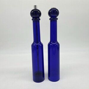 Cobalt Blue Lucite Salt & Pepper Shakers by Olde Thompson Cylinder Shape 11"